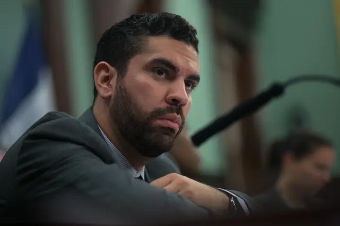 Councilmember Rafael Espinal during an immigration hearing September 29, 2014.